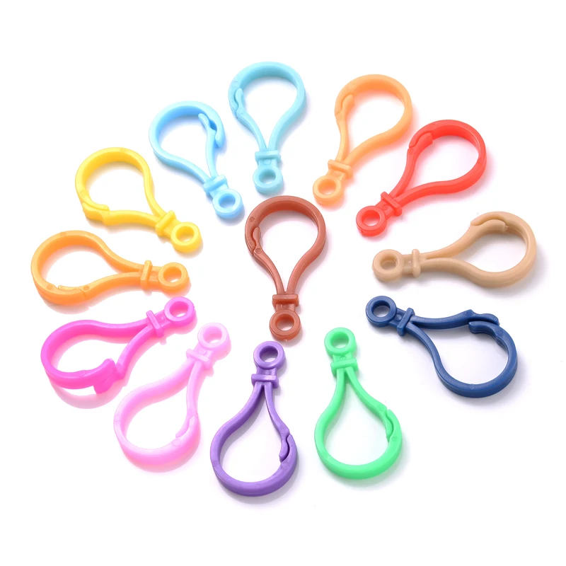 

30Pcs Light Bulb Shape Candy Colors Spray Paint Plastic Snap Lobster Clasps Hooks Round Connector For Jewelry Making Accessories