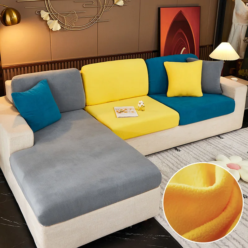 Набор плюшевых чехлов для дивана из ягненка бархатный эластичный Чехол мебели в
