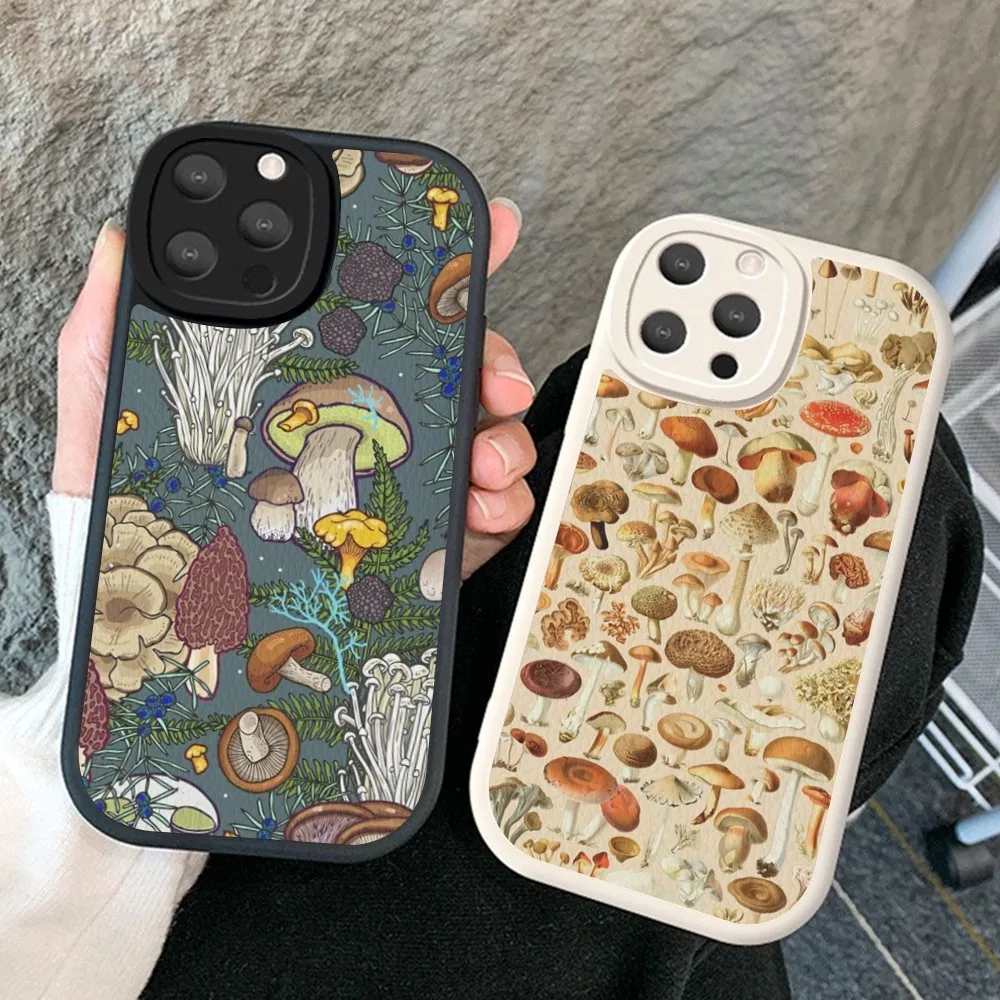 

Minimalist Graffiti Line Mushroom Phone Case Hard Leather For iPhone 14 13 12 Mini 11 14 Pro Max Xs X Xr 7 8 Plus Fundas