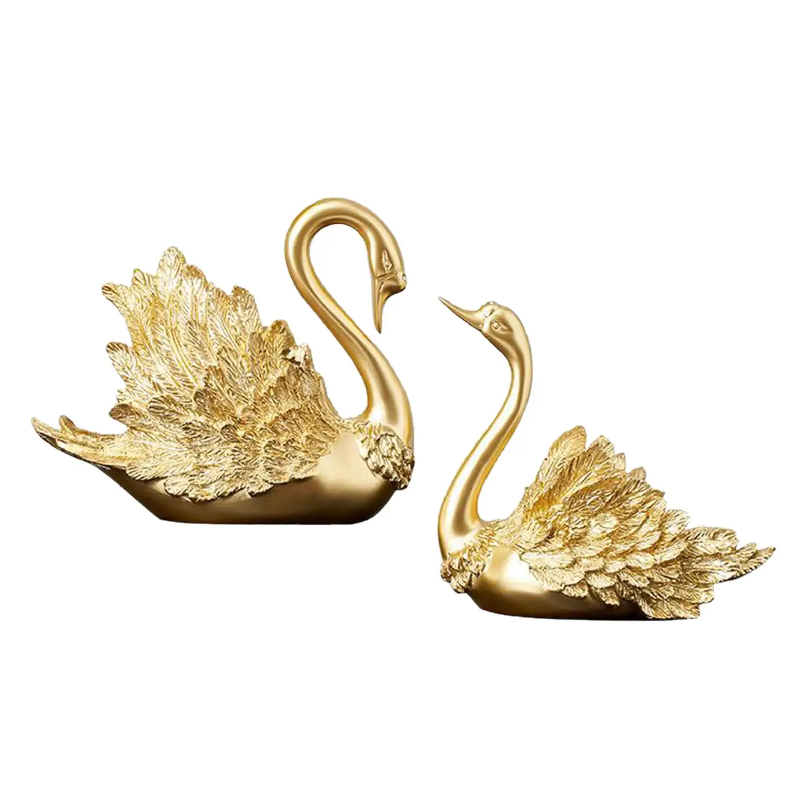 

2x Swan Figurines Animals Decorative Desktop Collection Paperweight Figure Home