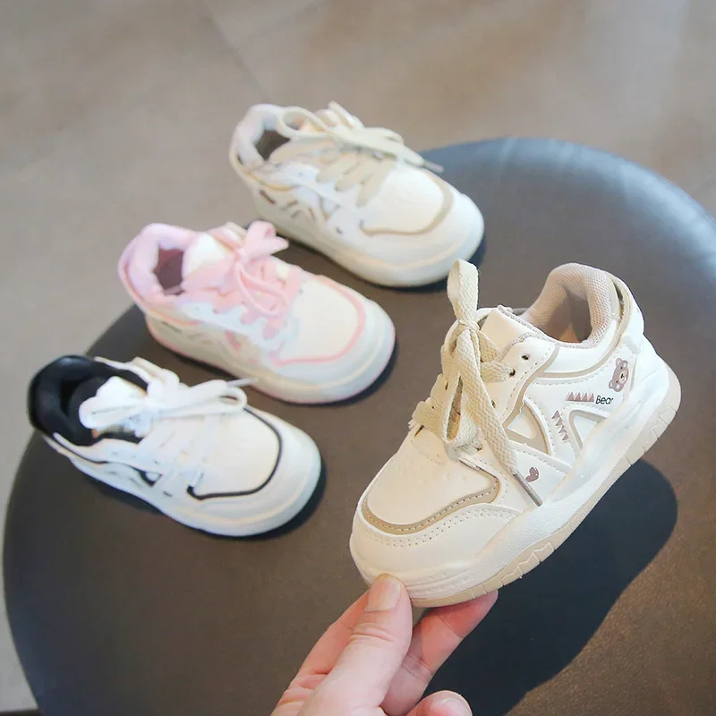 

Spring New White Sneakers Children Casual Shoes Girls PU Leather Vulcanized Shoes tenis Kids Platform Sneaker for Girl G08092