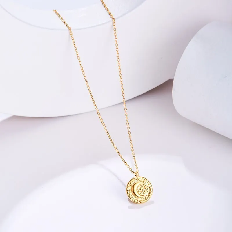 

Женское винтажное ожерелье с круглым кулоном, из нержавеющей стали