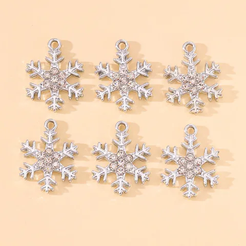 Новое рождественское ожерелье с кристаллами и снежинками из циркония, подвески, подвески для самодельных сережек, ювелирные изделия ручной работы, подарок для женщин и девушек, 20 шт.
