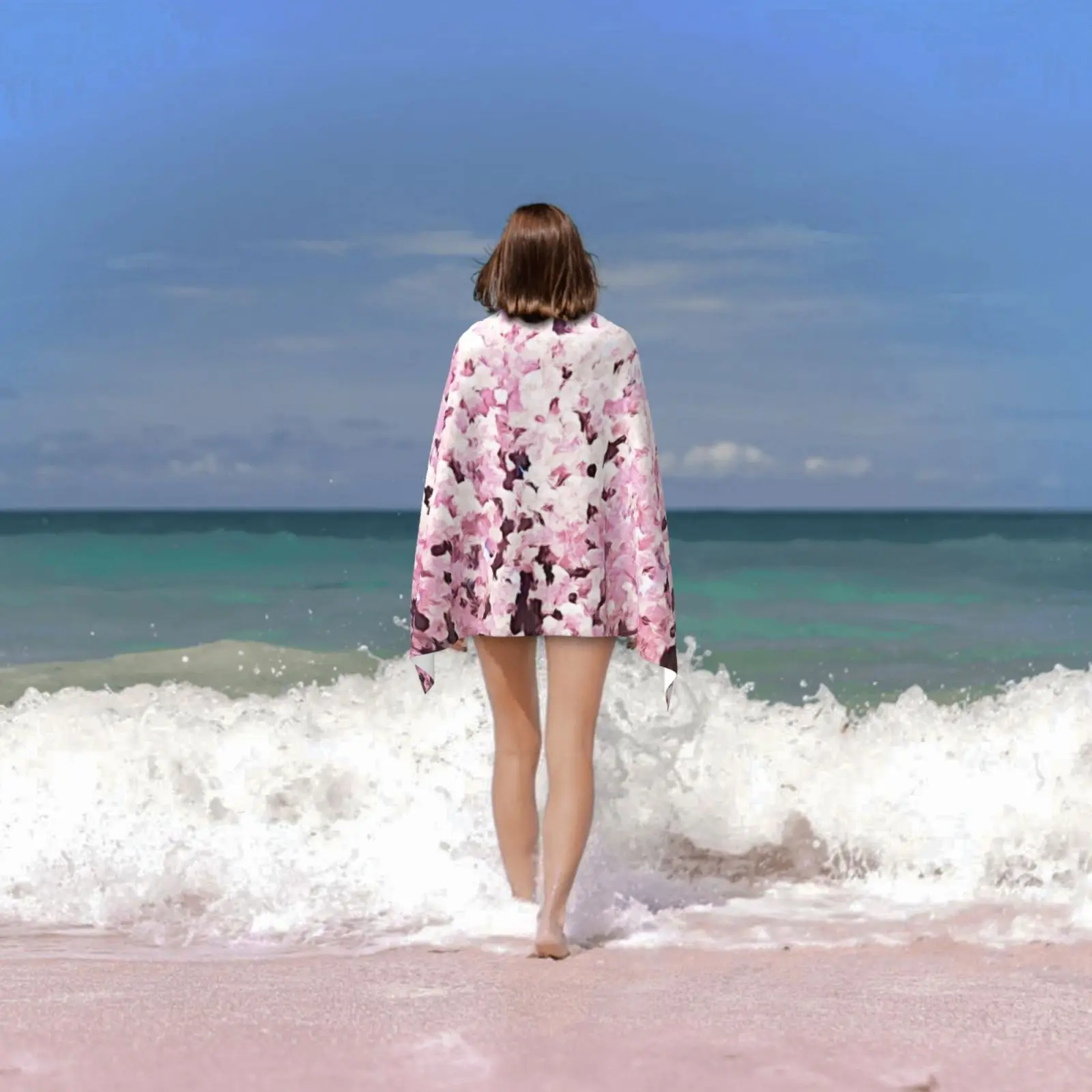 Полотенце на заказ с изображением цветущей вишни |