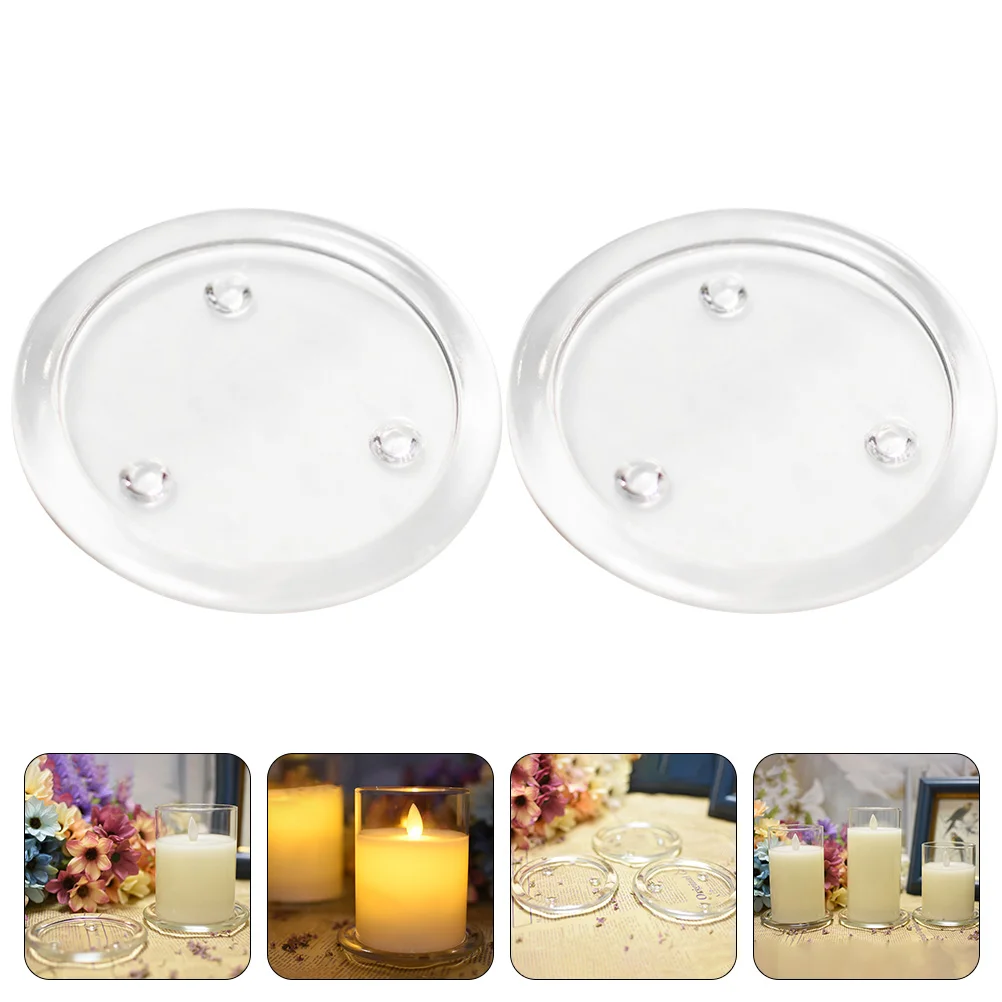 

2pcs Pillar Holder Plates Transparent Holders for Pillar Candles