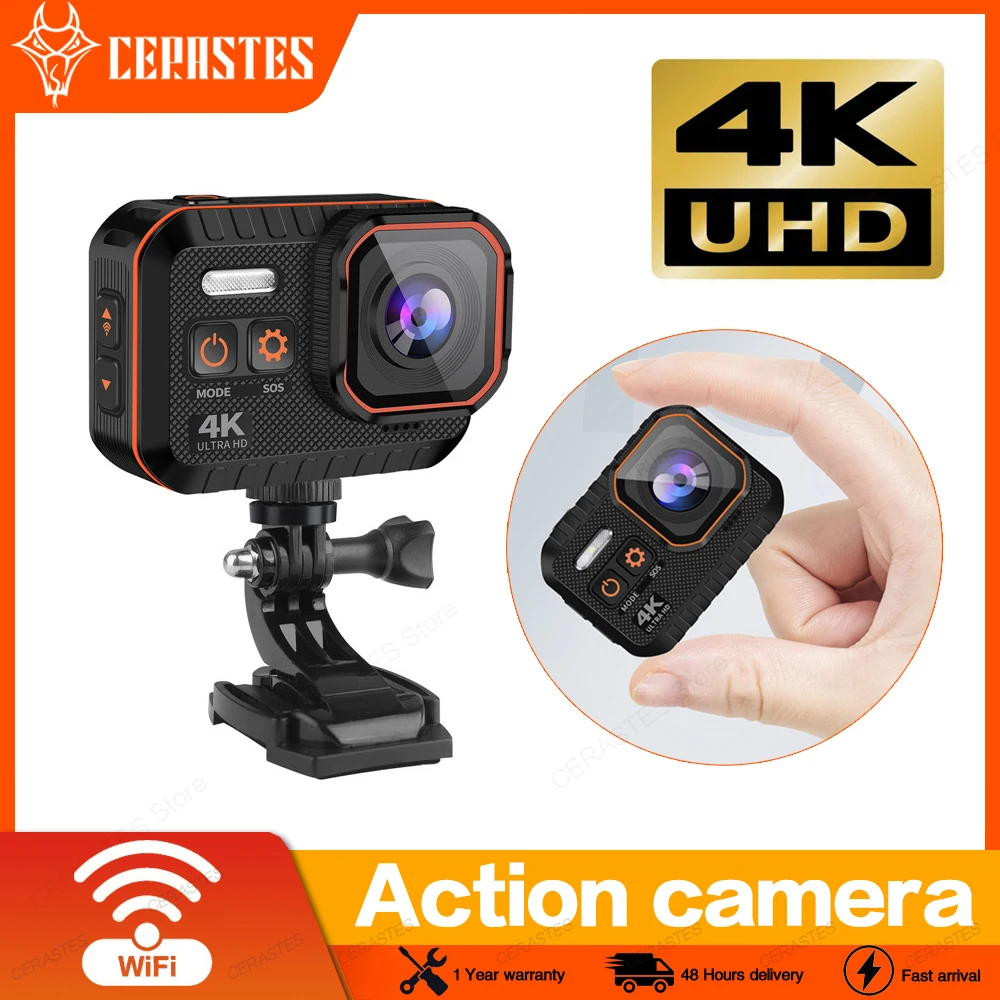 Бесплатная доставка водонепроницаемая Экшн-камера CERASTES HD 4K для спорта на