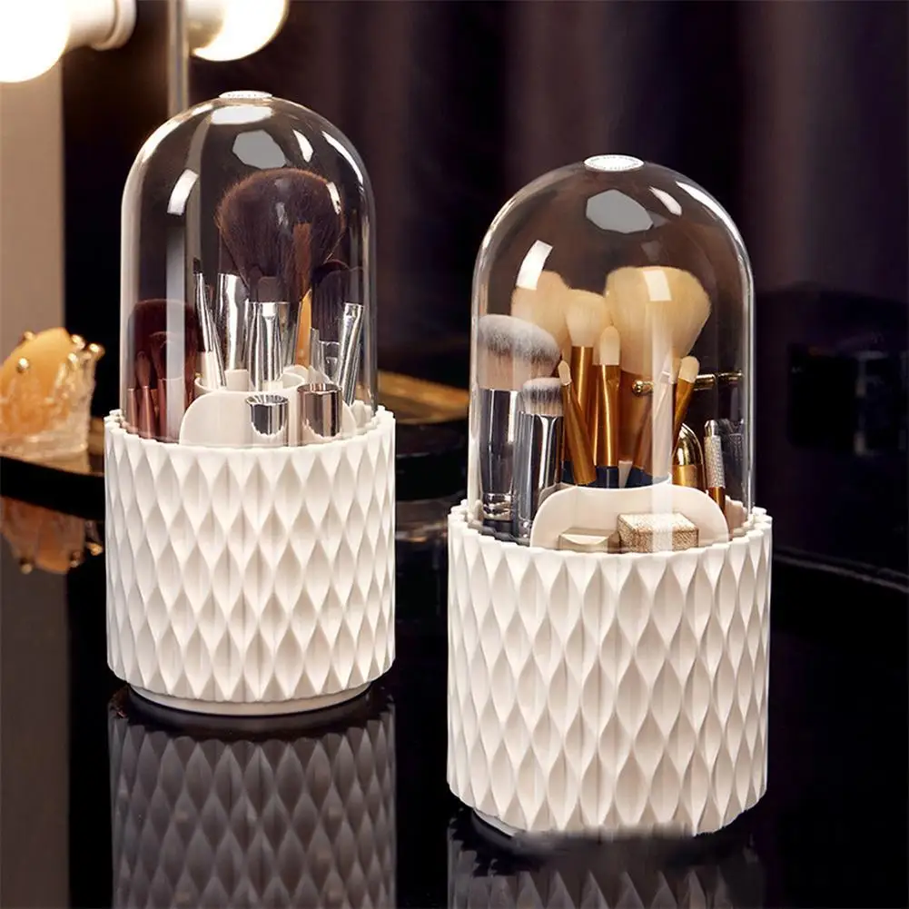 

Rotary Makeup Brush Holder With Lid Multifunction Clear Organizer Brush Brush Holder Capacity Makeup Cosmetic Detachable La F3B2