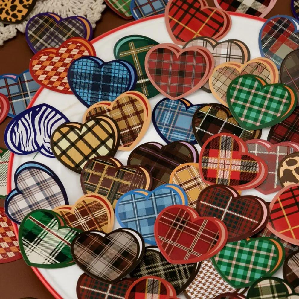 

45 шт., декоративные клетчатые наклейки в виде сердца для скрапбукинга