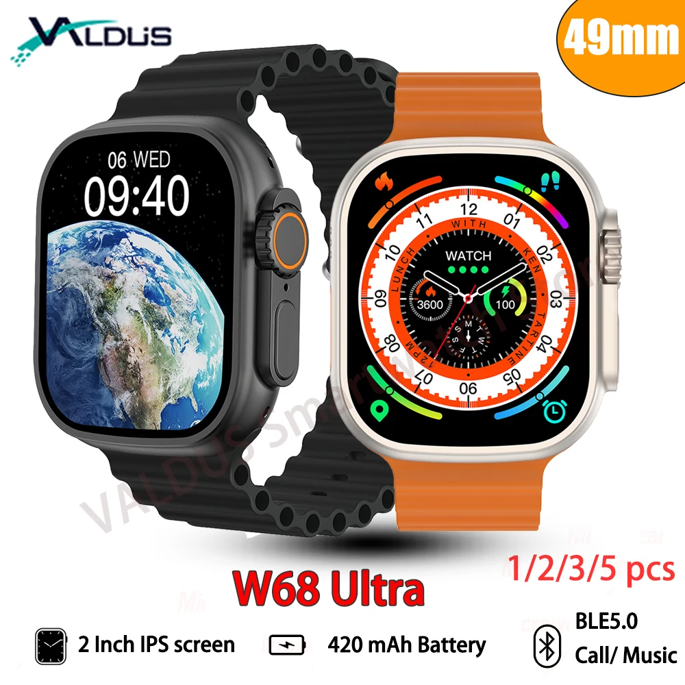 

2023 New Smart Watch W68 Ultra 49mm IWO Series 8 2.0'' Large Screen 450mAh Bluetooth Call NFC GPS Smartwatch for Apple Android