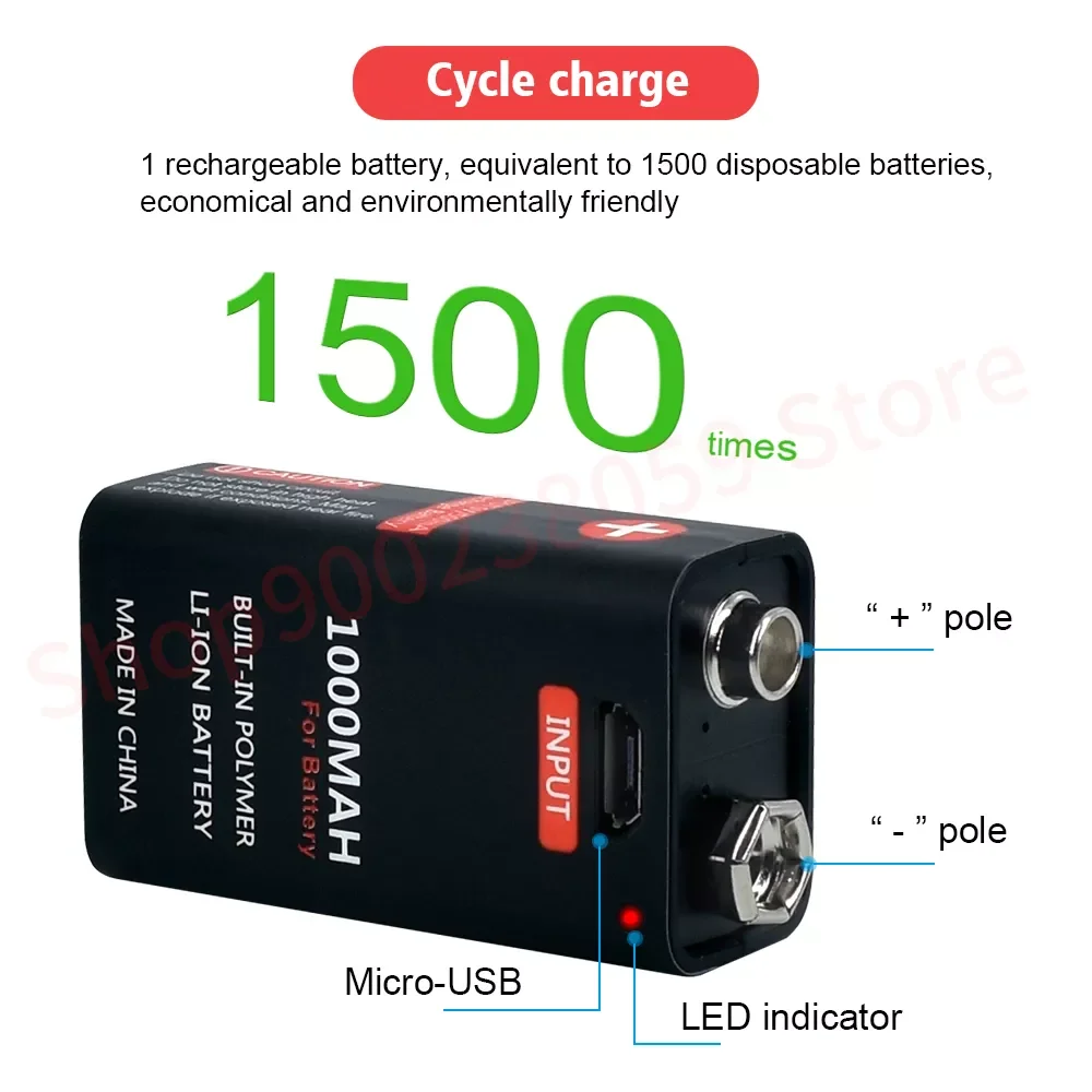 

9V 1000mAh li-ion Rechargeable battery Micro USB Batteries 6F22 9v lithium for Multimeter Microphone Toy Metal Detector KTV use