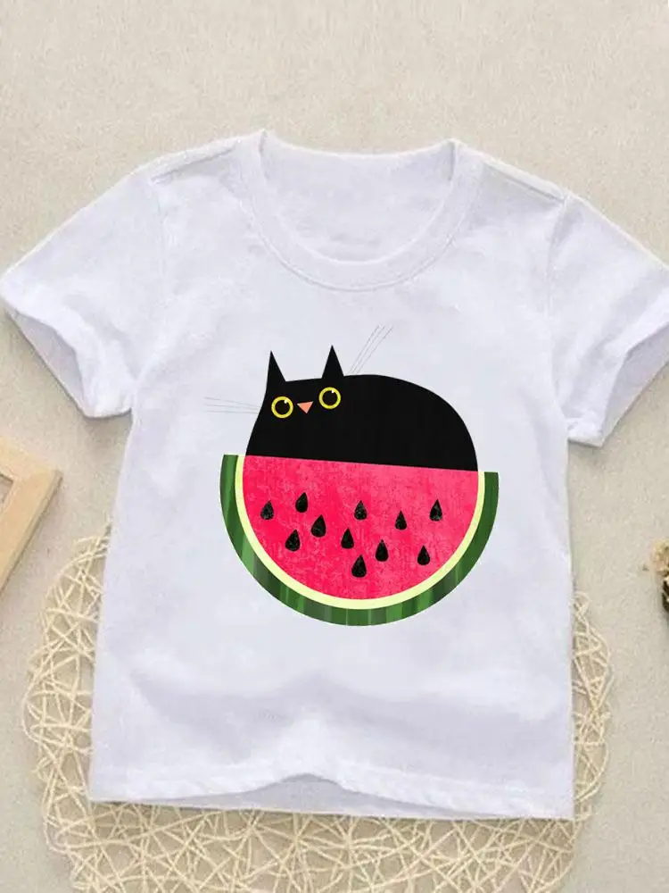 

Short Sleeve Printed Cat Love New Style Kids Tees Tops O-neck Girls Boys Children Clothes Summer Cartoon Outfits T-shirts