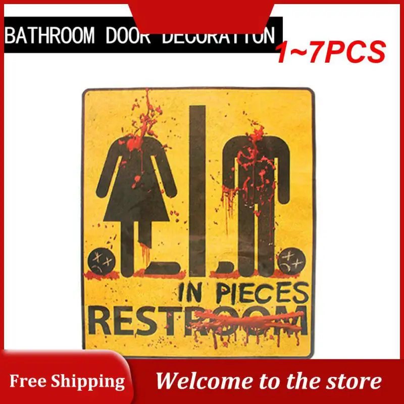 

1~7PCS Halloween Bloody Sticker For Bathroom Toilet Stickers Halloween Fright Night Horror Mural Adhesive Party Decoration Wall