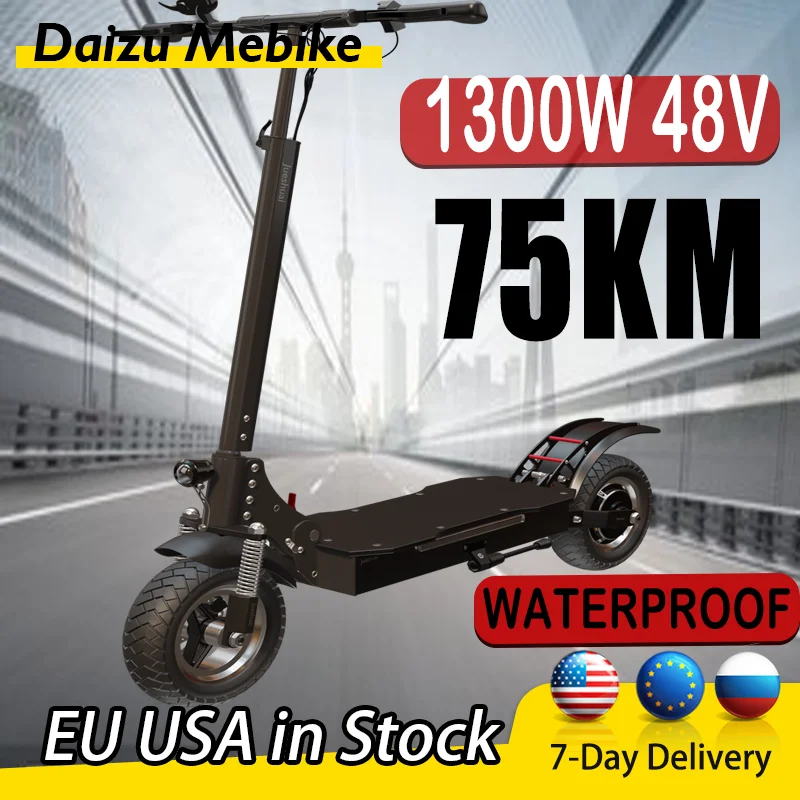 

1300W 48V Electric Scooter 75KM E Scooters 60KM/H Scooter Electric Dual Shock Absorption Remote Key Large Battery 20AH Foldable