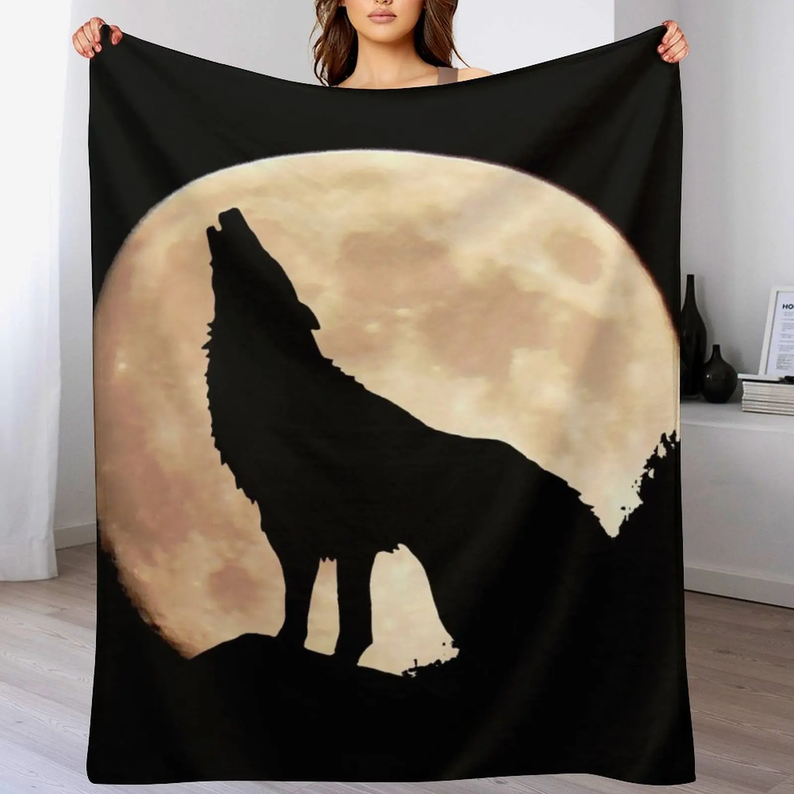 Реальное одеяло Wolf on moon зимние кровати гигантские одеяла для дивана