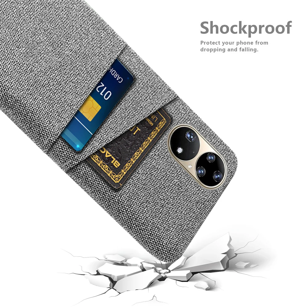 

for Huawei P50 Pro Case P40 P30 Pocket Cover Luxury Dual Card Fabrics Texture Back Coque for P50 Pocket P50pro P40pro Lite Funda