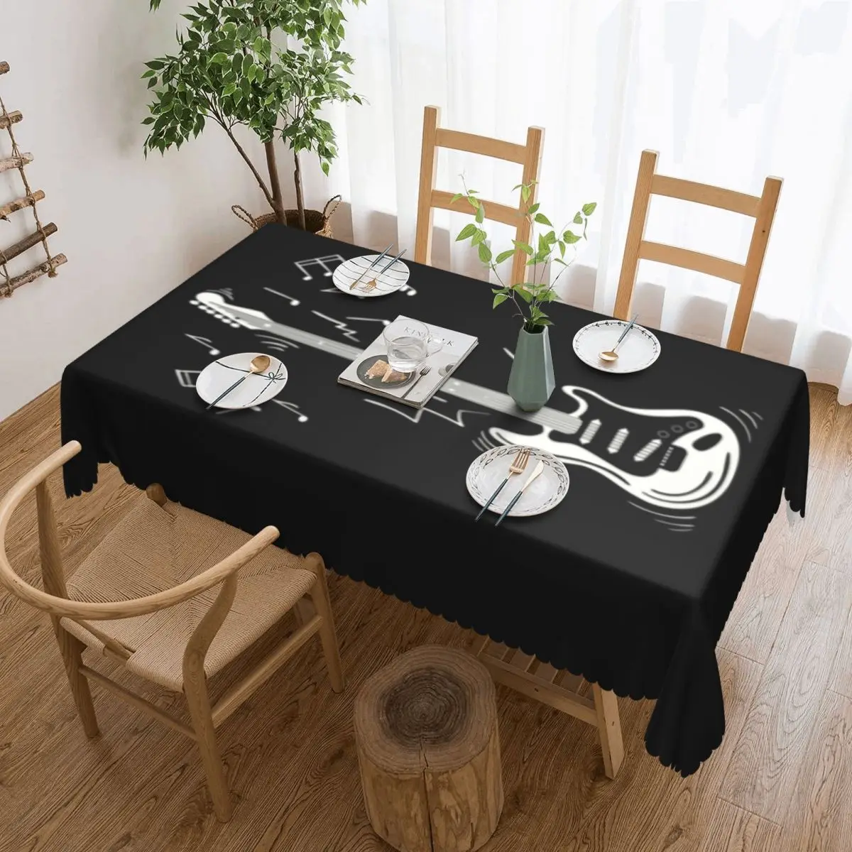 

Rectangular Waterproof Oil-Proof Music Symbol Tablecloth Table Cover 45"-50" Fit Musical Note Guitar Table Cloth