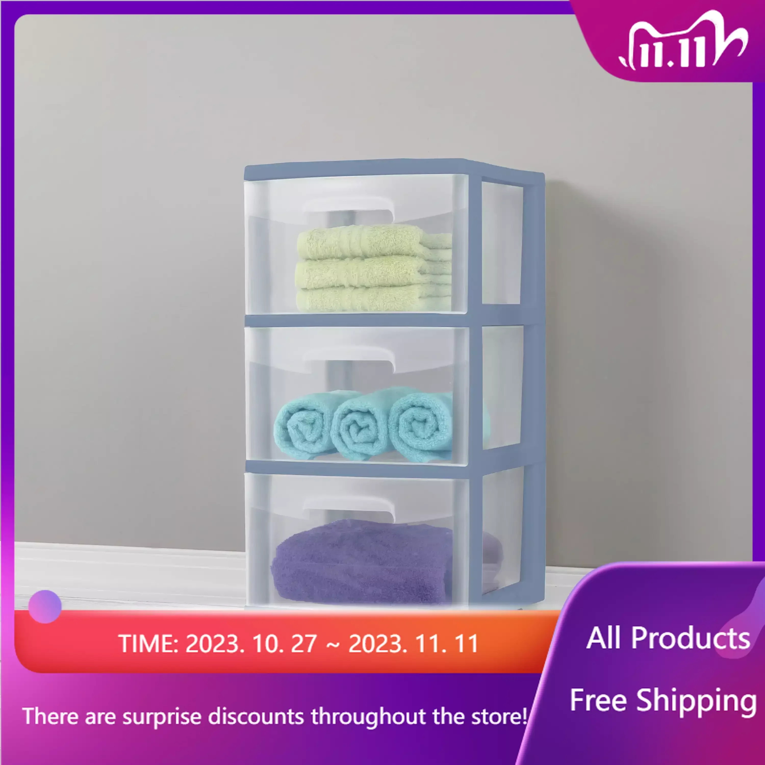 

Strilite 3 Drawer Cart Plastic, Blue Ash Storage Drawers Organizer Drawer Storage Organizer Clothes Organizer Cabinet Organizer