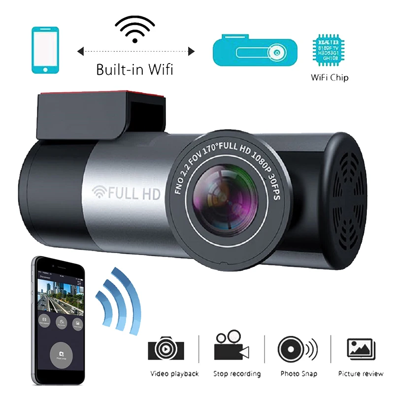 1080P W10 скрытый Wifi видеорегистратор вождения 150 ° Широкий угол DVR Высокое