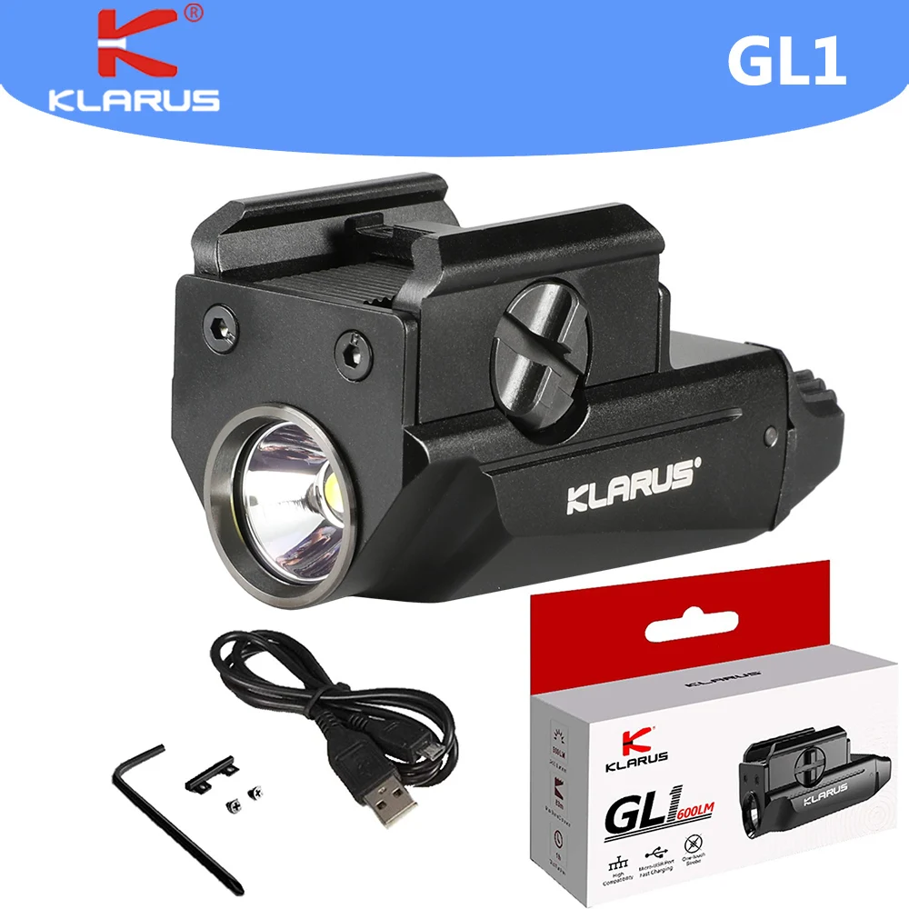 klarus GL1 Tactical LED Flashlights 600Lumens USB Rechargeable Torch Mounted Quick Release Self Defense Mini LED Lights