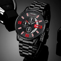 fashion mens stainless steel watches luxury calendar quartz mesh belt wrist watch men business casual watch relogio masculino