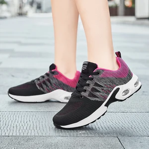 Running Shoes Women Air Cushion Vulcanize Sneakers Lace-up Outdoor Sport Shoes Mesh Breathable Non-s