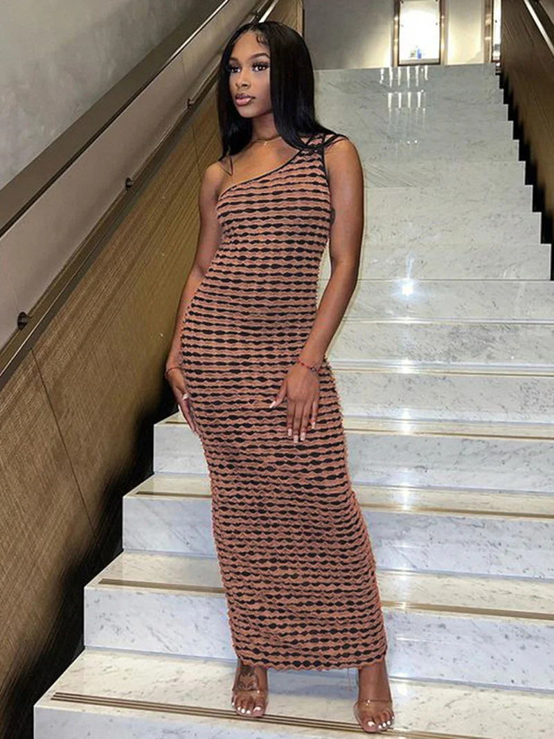 

Женское винтажное платье на одно плечо, длинное облегающее платье без рукавов с разрезом и диагональным воротником для вечеринки или ночно...