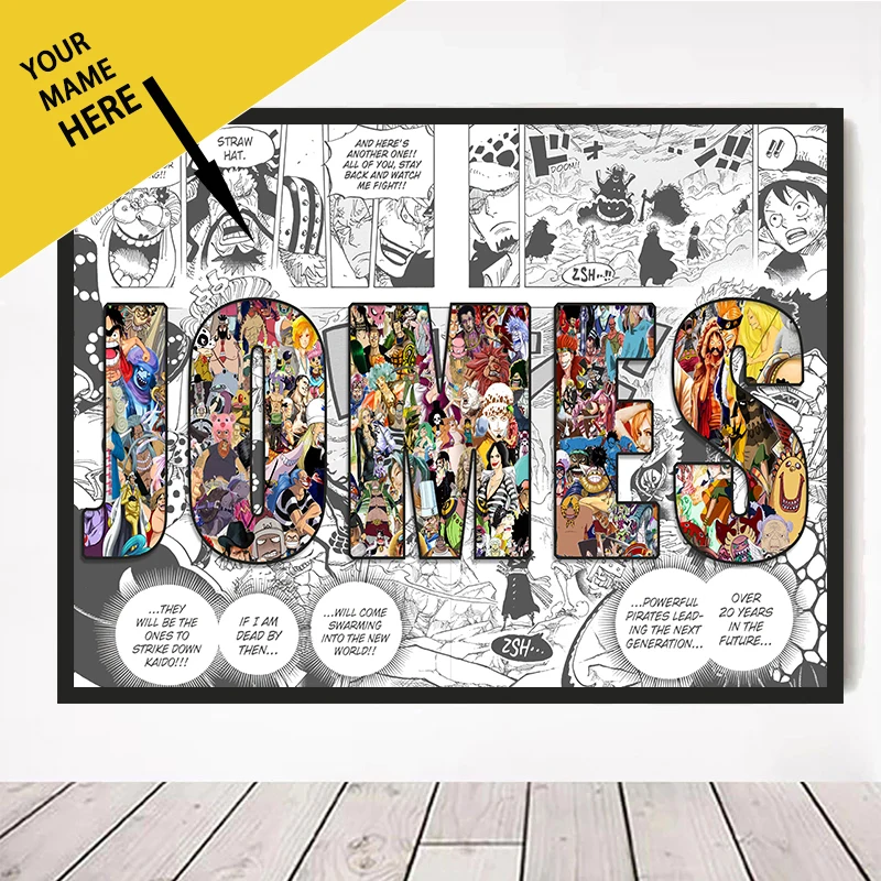 

Personalized Name Canvas PaintingOne Piece Name Character Poster Suitable for Children's Room Decoration Personalized Gift