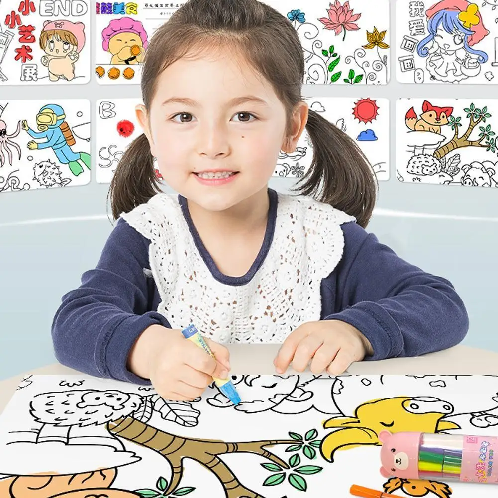 

Children Coloring Paper Graffiti Scroll Drawing Roll Xmas Early Color Filling Educational Gift Paper Toy Sticky DIY O3N6