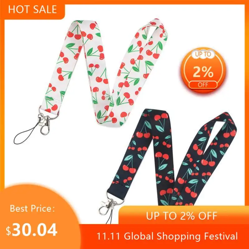 

30 шт с фруктовым принтом из вишен, забавные арт шейный регулируемый ремешок на шею ключевой ремень для телефона ключей ID карты мультфильм ле...