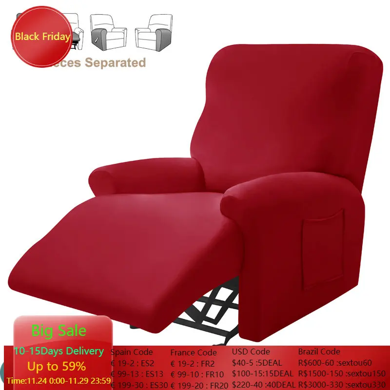 

Split Style Recliner Sofa Cover Elastic Spandex Recliner Lazy Boy Chair Cover Furniture Protector Relax Armchair Cover Solid