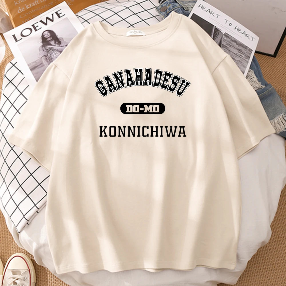 

Футболка Ganahadesu Konnichiwa мужская с принтом букв, винтажная спортивная одежда, повседневные топы, дышащая мужская футболка с круглым вырезом