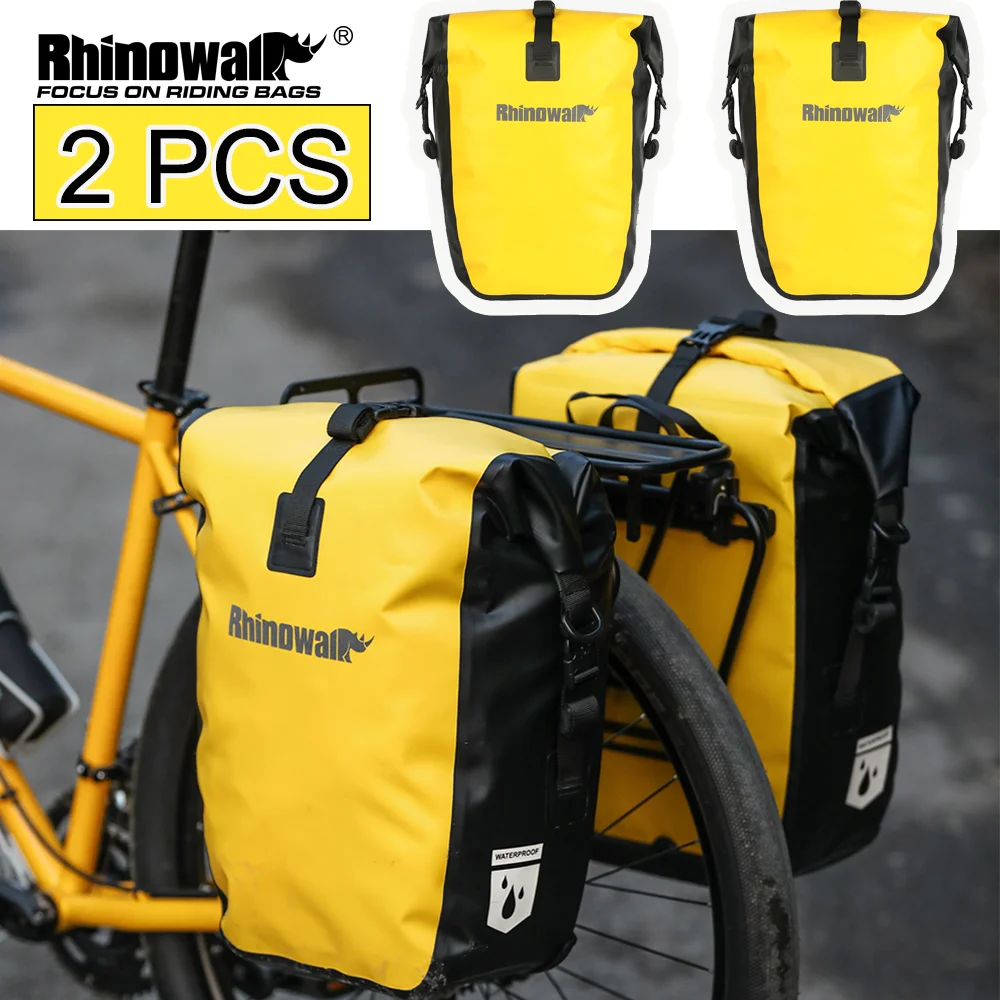 Фото Rhinowalk, 2 шт., велосипедная двухсторонняя сумка, 25 л, водонепроницаемая быстросъемная сухая сумка для горного велосипеда, дорожная сумка для багажника, упаковка багажа №1