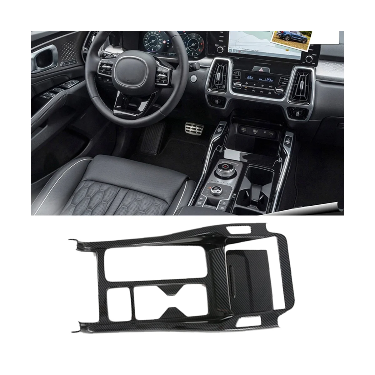 

Carbon Fiber Gear Shift Panel Center Console Cover Trim Frame for Sorento MQ4 2020 2021 2022