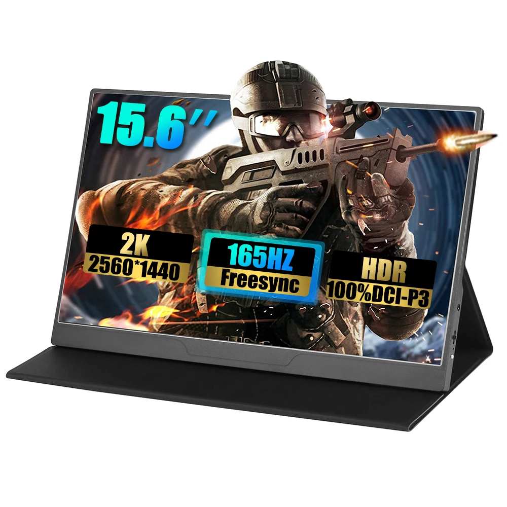 

Портативный монитор 15,6 дюйма, 165 Гц, 2K, 2560*1440 IPS, HDR, Freesync, двойной динамик, игровой дисплей для компьютера, ноутбука, Xbox, PS4/5 Switch