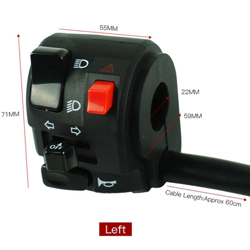 22Mm Motorcycle Switches Horn Button Turn Signal Switch Electric Fog Lamp Light Start Handlebar Controller