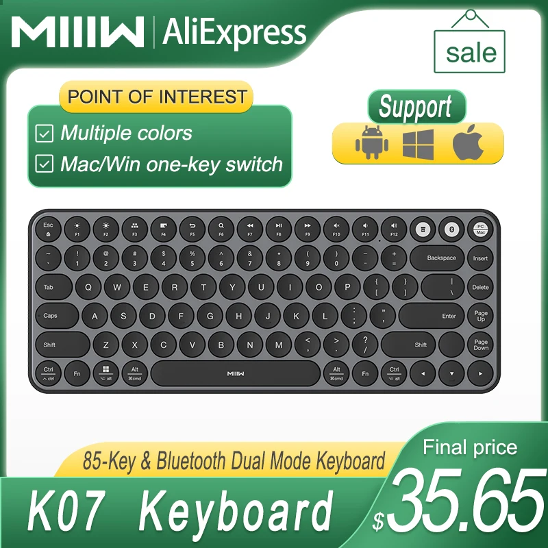 MIIIW K07 Bluetooth Dual Mode Keyboard 85-key 2.4GHz wireless keyboard Support desktop, laptops, phones and pad