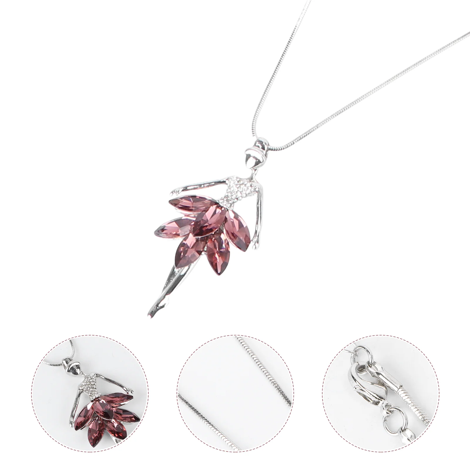 

Модные ювелирные украшения, фиолетовое кристаллическое искусственное ожерелье с подвеской, цепочка балерины (фиолетовый)