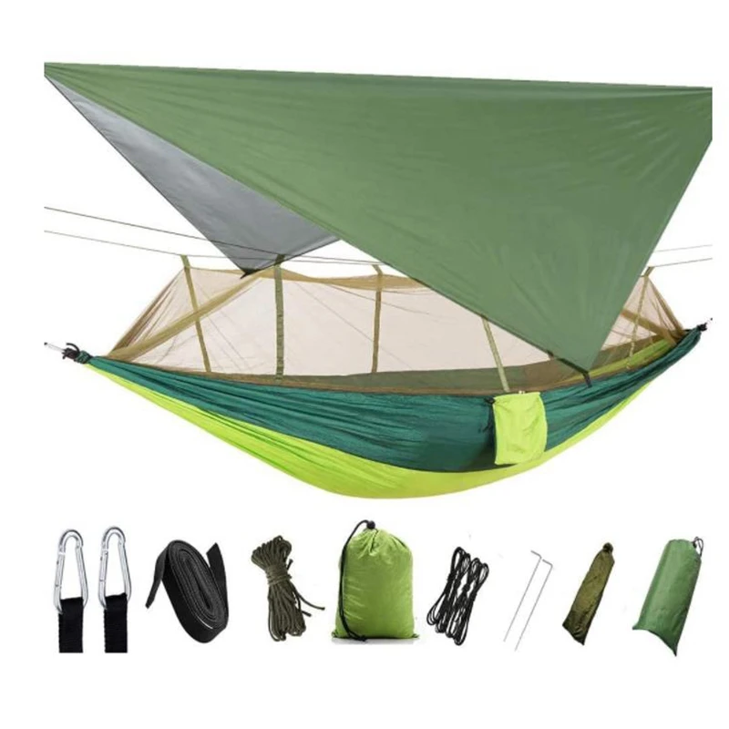 

New Camping Hammock,Travel Hammock,Double Camping Hammock,with Mosquito Net and Rain Fly,for Backpack and Outdoor Activities