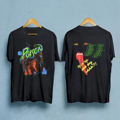 Винтаж 80-х годов POISON Open Up и Say Ahh! Футболка с концертной группой БАНКОВАНО 1988 года