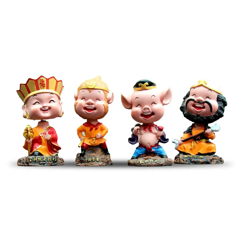 

New Journey To The West Living Room Desk Small Ornaments Cute Shaking Head Pig Eight Ring Creativity Cartoon Car Doll