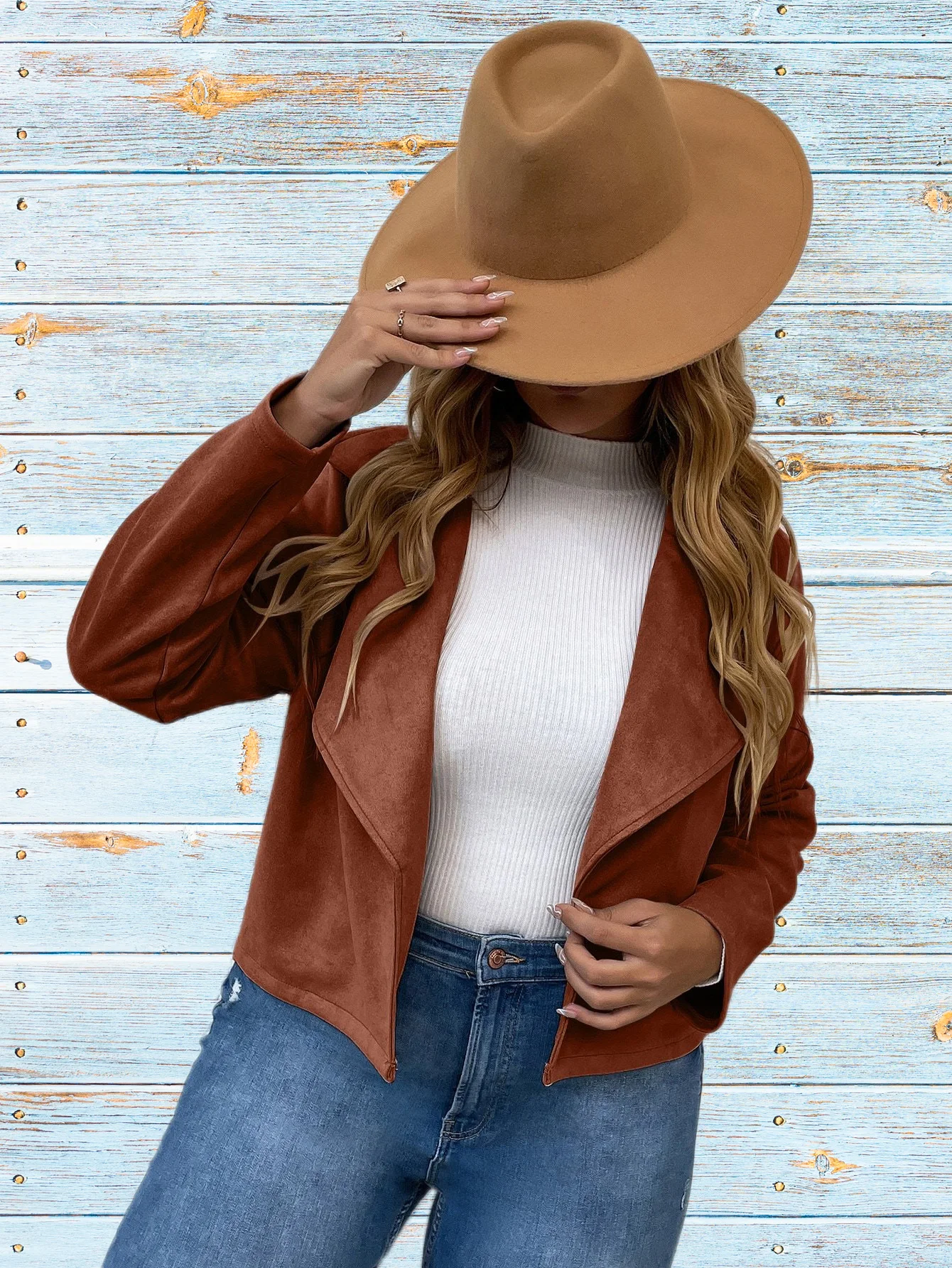 Plus Size Autumn Winter Cowboy Wind Handsome Jacket Women Vintage Brown Slim Boyfriend Style Suede Jacket Coat Outwear Clothing