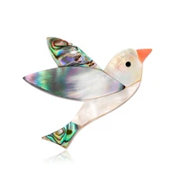 tulx natural abalone shell bird brooches pins for women girls cute animal pigeon peace bird banquet badge weddings brooches