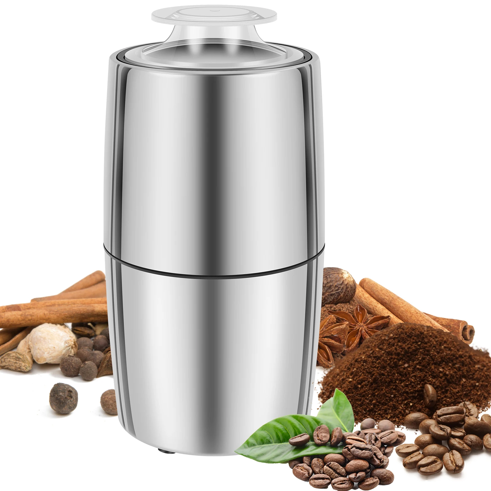 

Электрическая кофемолка 200 вт, автоматическая кофемолка из нержавеющей стали, портативная кофемолка электрическая мельница для пряностей 50 г