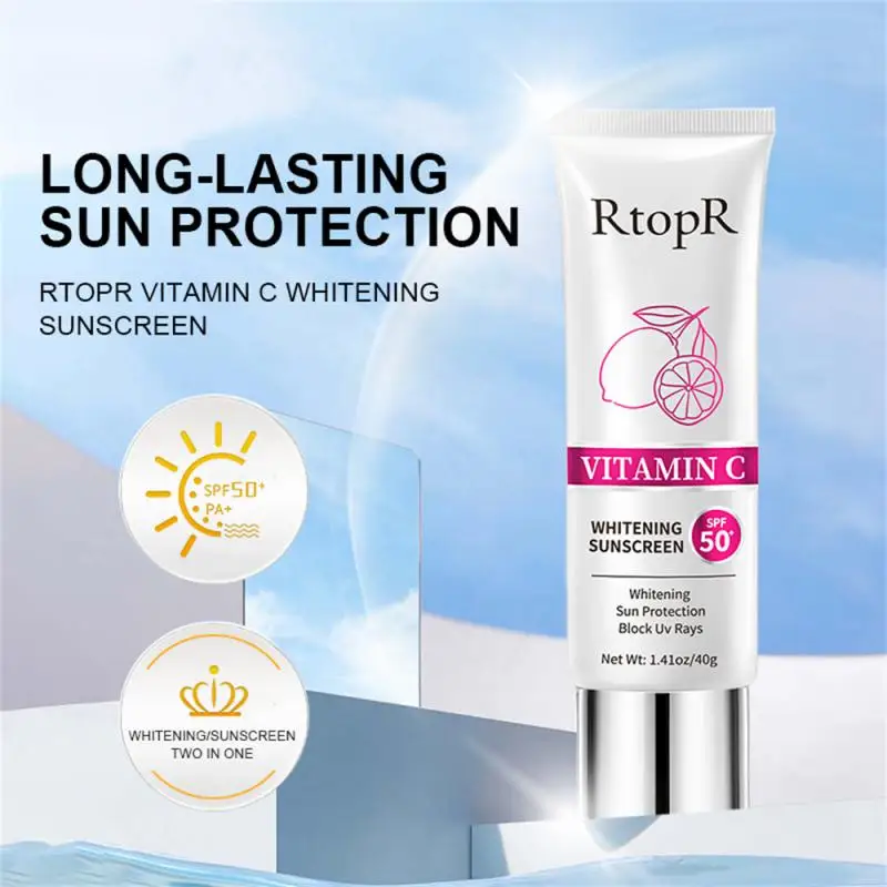 Отбеливающий солнцезащитный крем RtopR с витамином C, легко впитывает УФ-излучение, SPF50 +, солнцезащитный крем для лица, защита от солнца, отбеливающий уход за кожей