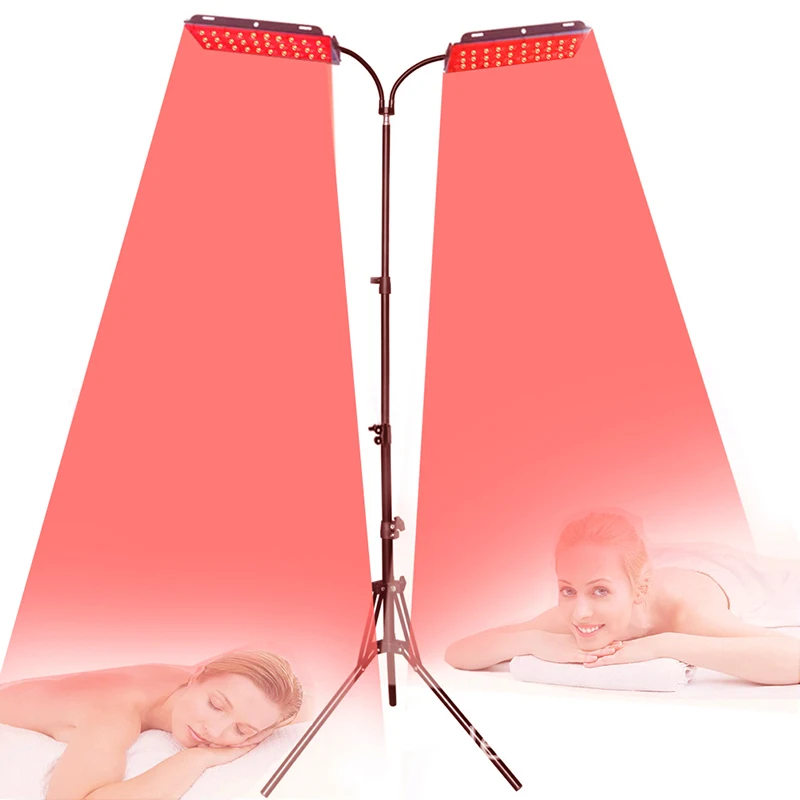 Infrared Red Light Therapy Device Dual Head With Adjustable Stand 660nm Red Light&850nm Near Infrared LED Pain Relief Skin Care