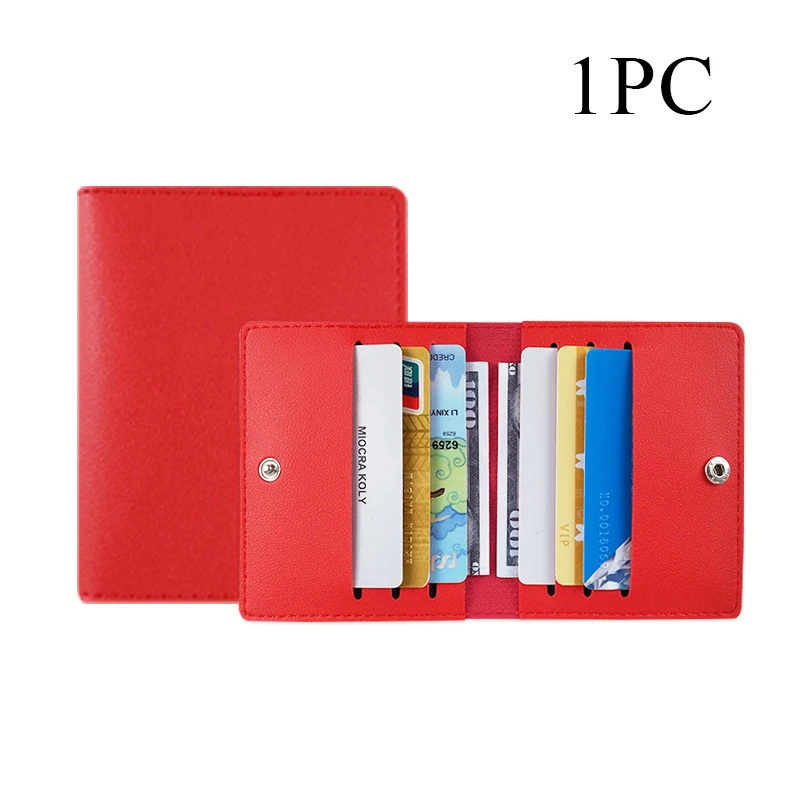 

8 отделений для карт, держатель для карт из искусственной кожи, сумки для визиток и кредитных карт, кошелек для женщин, короткий однотонный кошелек с пуговицами, вместительный