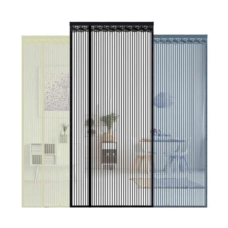 

Black Mosquito Net Magnetic Doors Curtain Mesh Side Opening Upgraded Insect Screen Polyester Fiber Strip Anti-mosquitoes Fly Net