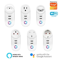 tuya smart wifi power plug electrical outlet smart home socket with usb charging remote control timer support alexa google home