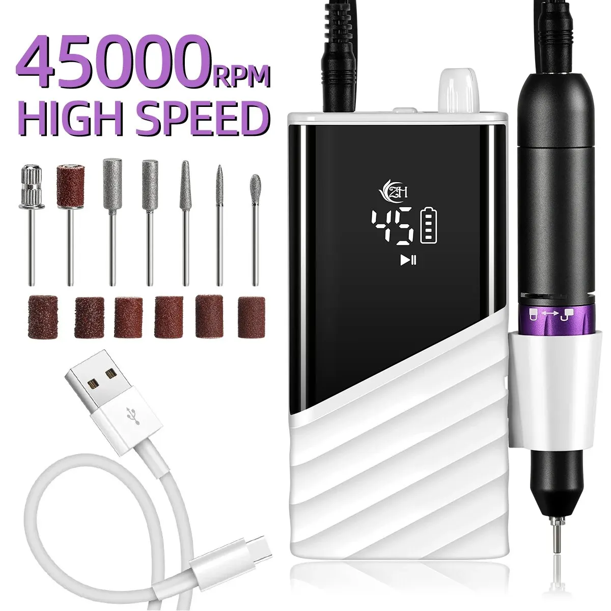 Электрическая портативная шлифовальная машинка для ногтей 45000 об./мин.