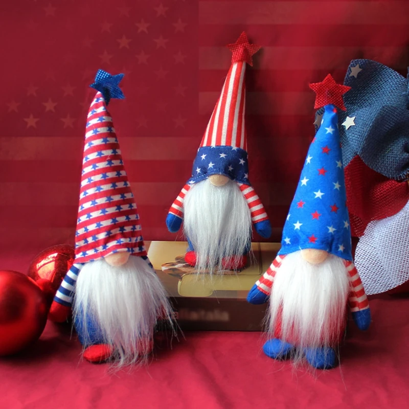 

Кукла Гном с длинной бородой, звездочки и полосы, тематическая кукла ручной работы, без лица, украшение для спальни, автомобиля, декор для оф...